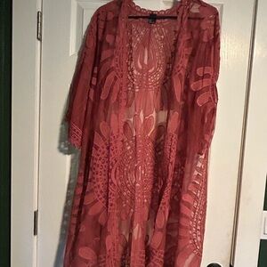 Elegant Lace Cardigan - Red